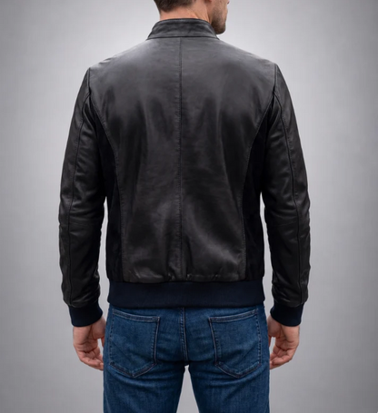 Stephen Black Men Real Leather Jacket