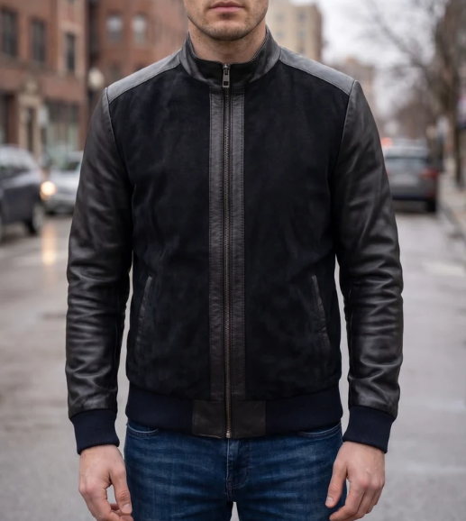 Stephen Black Men Real Leather Jacket