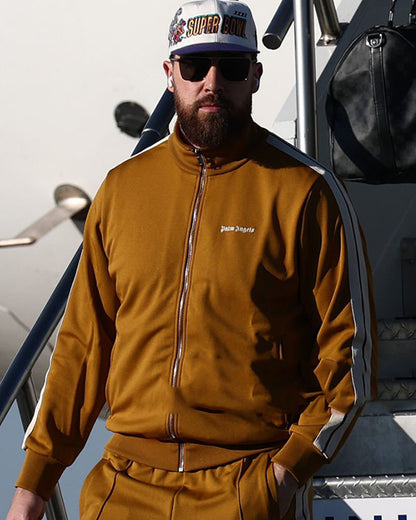 Super Bowl LIX 2025 Travis Kelce Brown Tracksuit