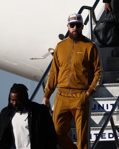 Super Bowl LIX 2025 Travis Kelce Brown Tracksuit