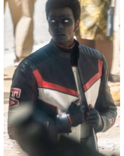 Superman 2025 Mister Terrific Black & White Leather Jacket