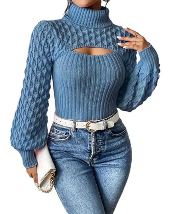 90 Day Fiance S11 Blue Cut Out Knit Sweater