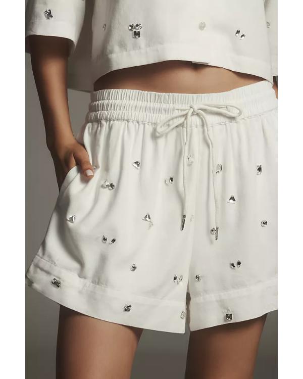 The Social 2025 Melissa Grelo White Crystal Embellished Shirt