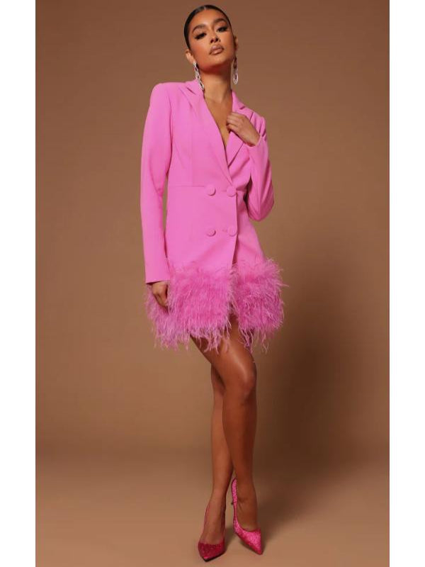 WWE NXT 2025 Sarah Schreiber Pink Feathers Trim Dress