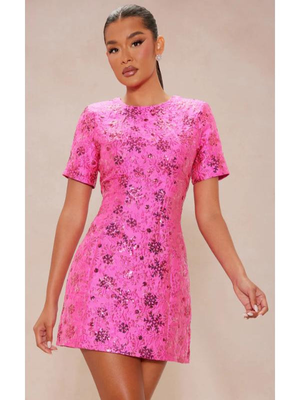 WWE NXT 2025 Sarah Schreiber Pink Stars Print Mini Dress