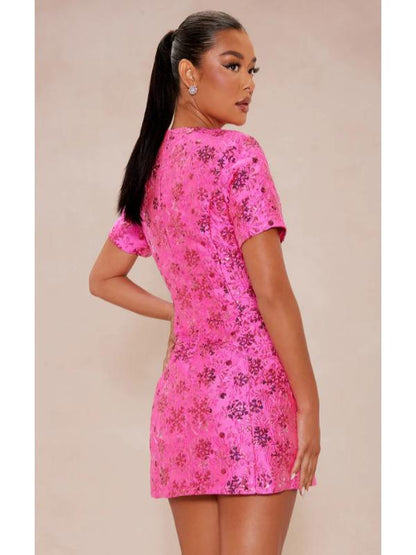 WWE NXT 2025 Sarah Schreiber Pink Stars Print Mini Dress
