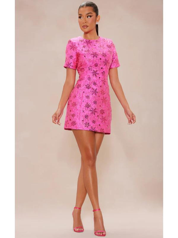 WWE NXT 2025 Sarah Schreiber Pink Stars Print Mini Dress