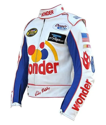 Men’s Talladega Nights outfit with full-sleeve design and zip-up front closure