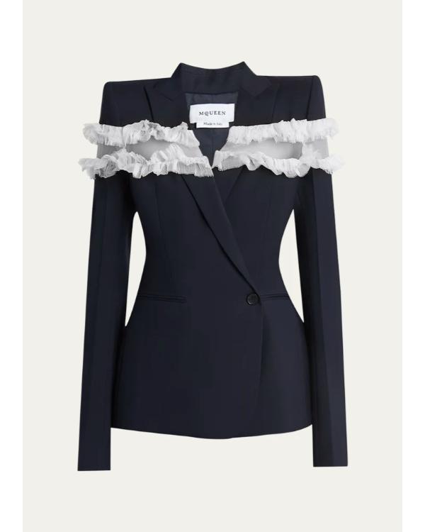 Tamron Hall Show 2025 Tamron Hall Blue Ruffle Inset Blazer