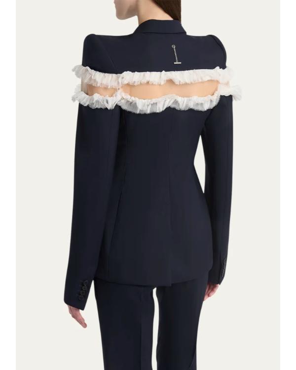 Tamron Hall Show 2025 Tamron Hall Blue Ruffle Inset Blazer