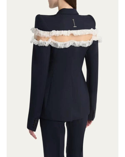 Tamron Hall Show 2025 Tamron Hall Blue Ruffle Inset Blazer