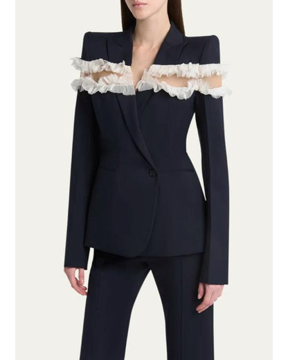 Tamron Hall Show 2025 Tamron Hall Blue Ruffle Inset Blazer