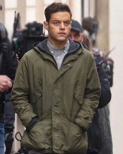 The Amateur 2025 Rami Malek Green Hooded Jacket