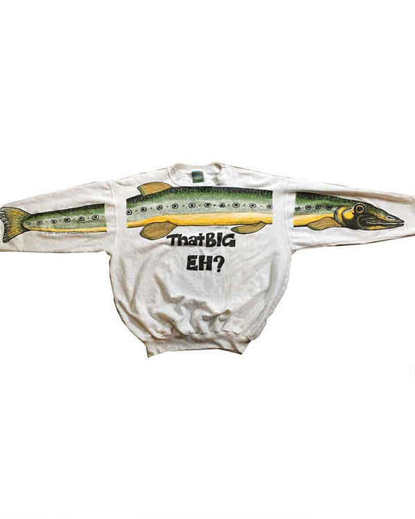 Casual oversized sweatshirt featuring “That Big Eh” text graphic design