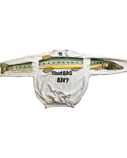 Casual oversized sweatshirt featuring “That Big Eh” text graphic design