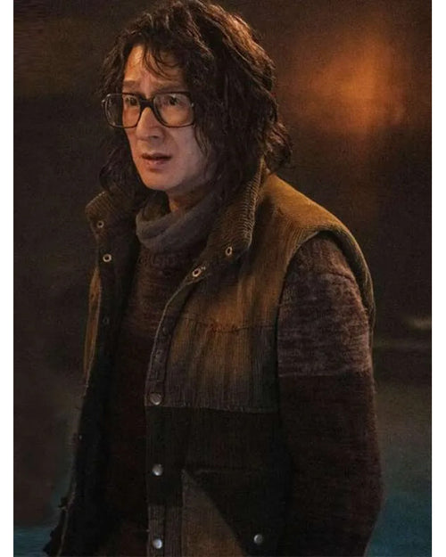 The Electric State 2025 Ke Huy Quan Brown Corduroy Vest