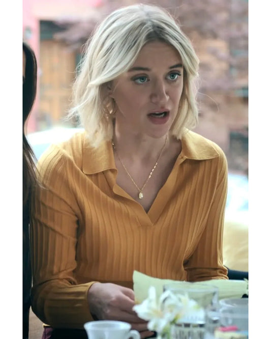 The Life List 2025 Chelsea Frei Yellow Ribbed V-Neck Sweater