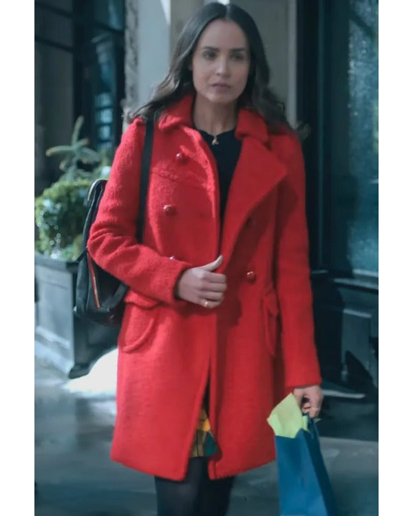 The Life List 2025 Sofia Carson Red Double Breasted Peacoat