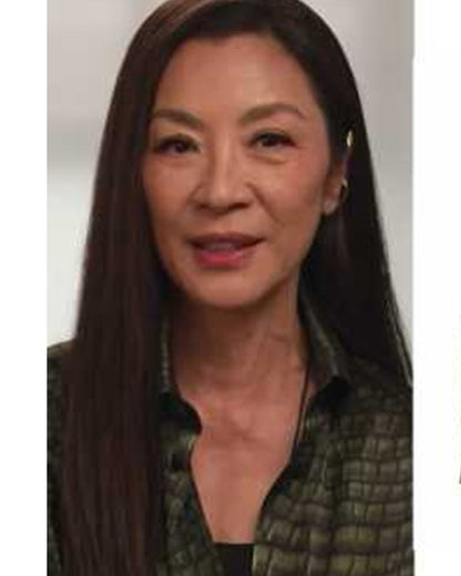The Project 2025 Michelle Yeoh Green Croc Print Shirt