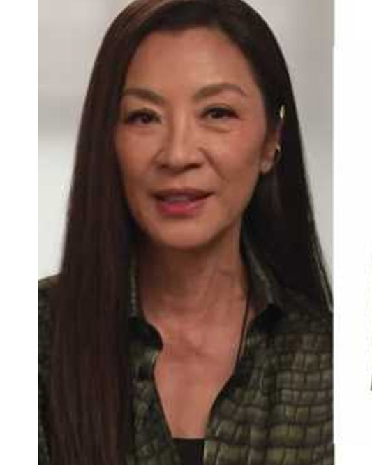 The Project 2025 Michelle Yeoh Green Croc Print Shirt