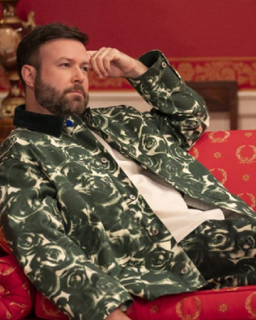 The Residence 2025 Taran Killam Green Rose Print Jacket
