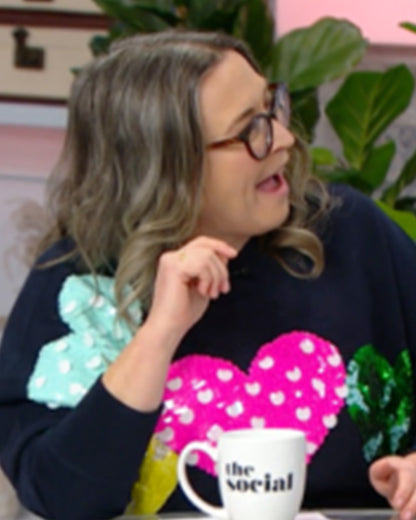 The Social 2025 Embellished Heart Navy Blue Sweatshirt