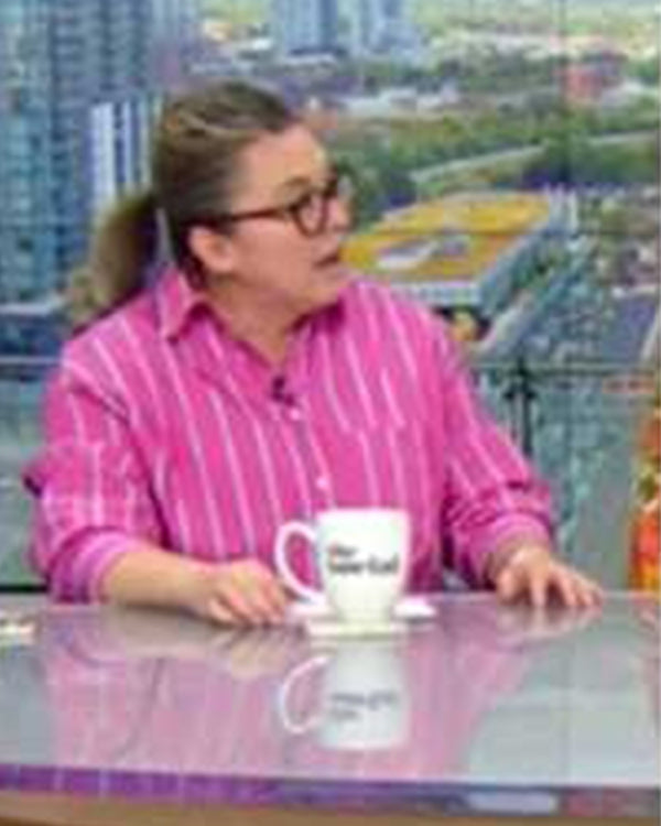 The Social 2025 Jess Allen Pink Oversized Striped Shirt