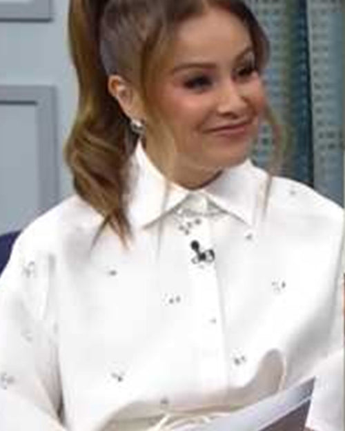 The Social 2025 Melissa Grelo White Crystal Embellished Shirt