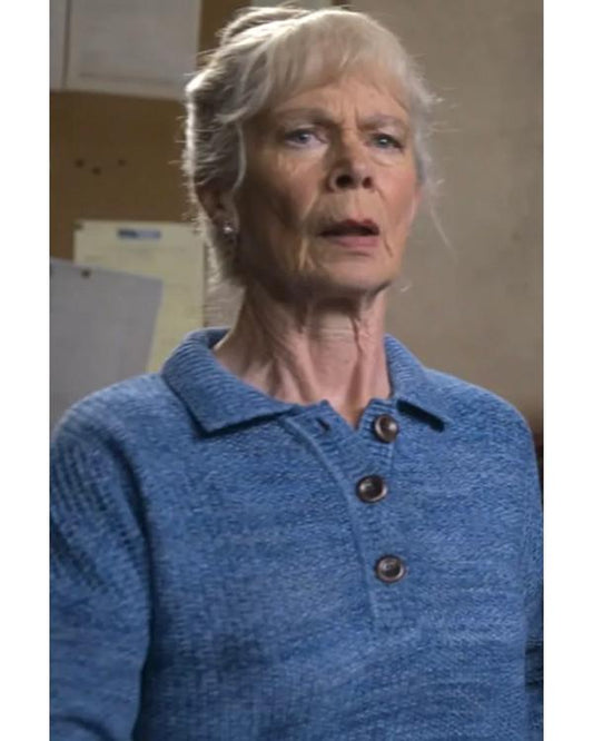 The Thursday Murder Club 2025 Celia Imrie Blue Sweater