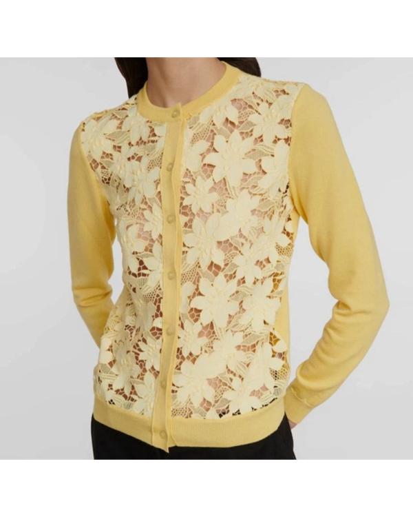 The Today Show 2025 Anne Thompson Yellow Floral Cardigan
