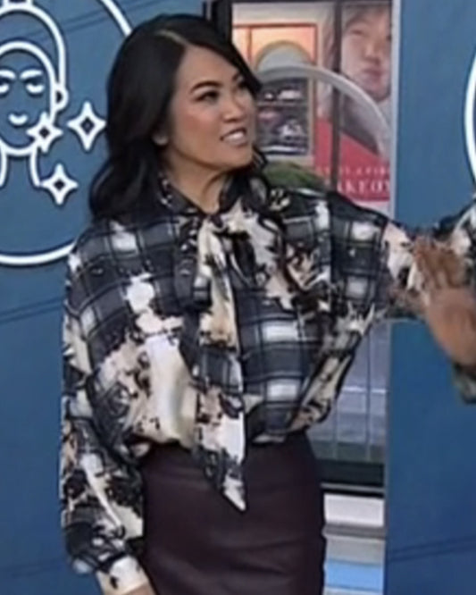 The Today Show 2025 Dr. Pimple Popper Printed Tie Neck Blouse