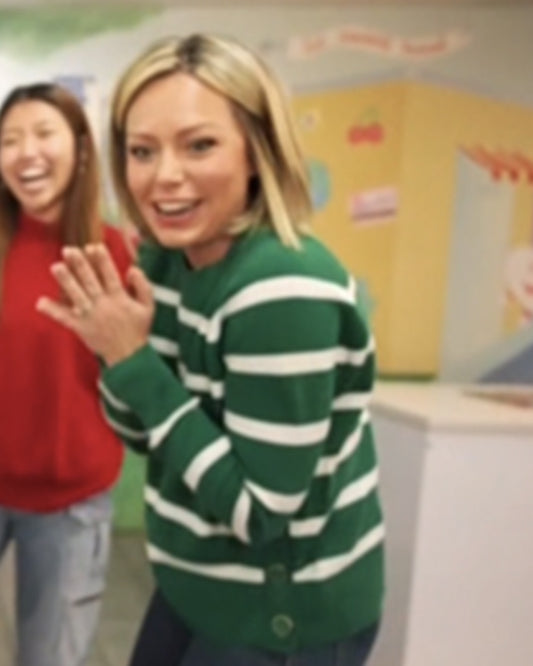 The Today Show 2025 Dylan Dreyer Green Striped Sweater