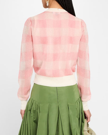 The Today Show 2025 Dylan Dreyer Pink Checkered Cardigan