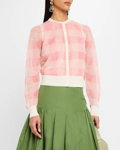 The Today Show 2025 Dylan Dreyer Pink Checkered Cardigan