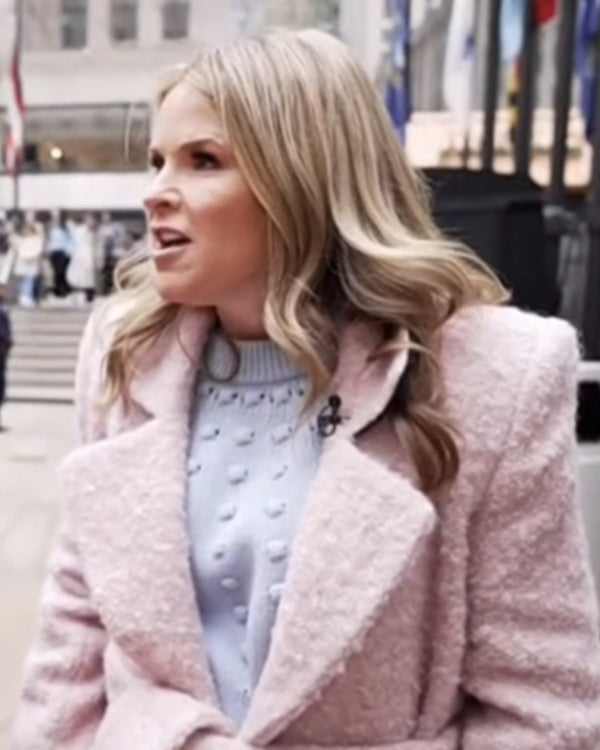 The Today Show 2025 Jenna Bush Hager Pink Fuzzy Coat