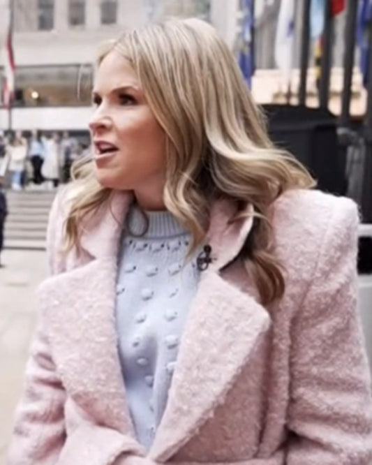The Today Show 2025 Jenna Bush Hager Pink Fuzzy Coat