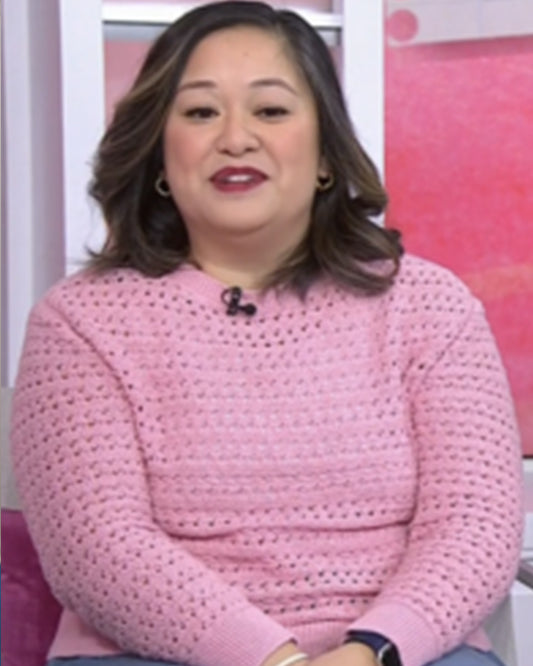 The Today Show 2025 Meg Sunga Pink Pointelle Sweater