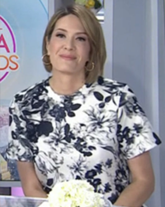 The Today Show 2025 Michelle Collins Navy Blue Floral Top