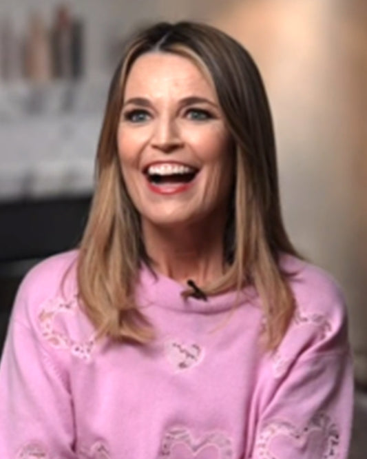 The Today Show 2025 Savannah Guthrie Pink Hearts Sweater