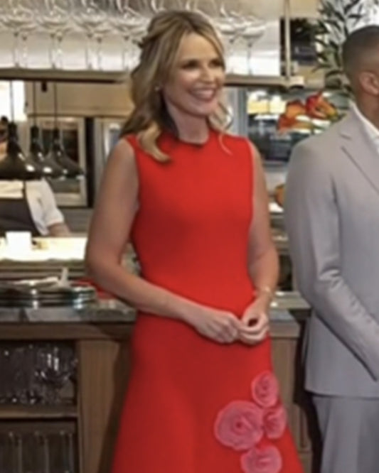 The Today Show 2025 Savannah Guthrie Red 3D Floral Dress