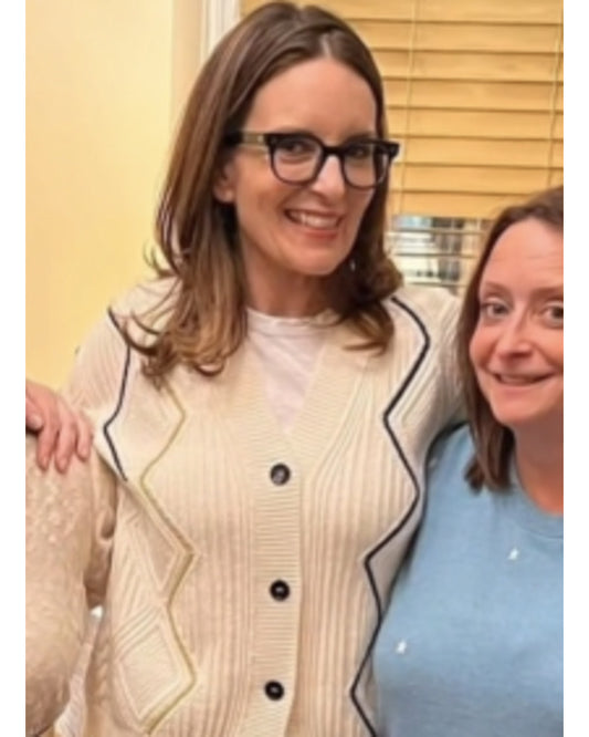 The Today Show 2025 Tina Fey  Ivory Cable Knit Cardigan
