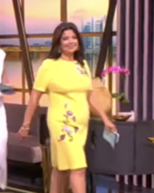 The View 2025 Ana Navarro Yellow Floral Embroidered Dress