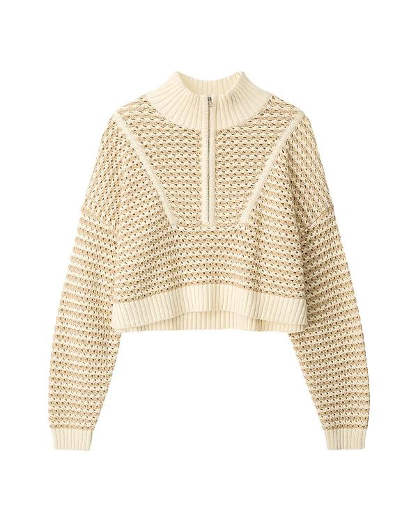 The View 2025 Sara Haines Ivory Stripe Cropped Sweater