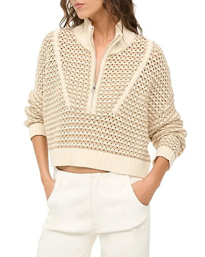 The View 2025 Sara Haines Ivory Stripe Cropped Sweater