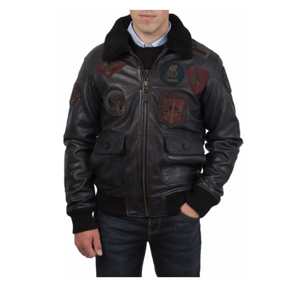 The Official Top Gun Bomber Shearling Leather Jacket - RECREATED EDITION
