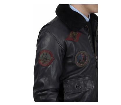 The Official Top Gun Bomber Shearling Leather Jacket - RECREATED EDITION