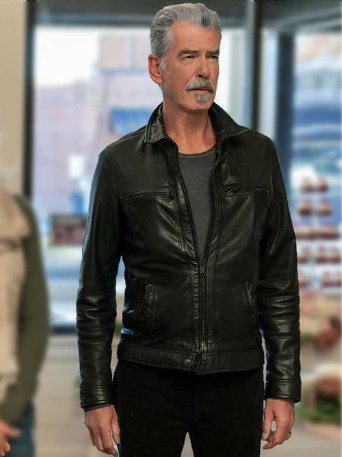 The Out-Laws 2023 Pierce Brosnan Black Leather Jacket