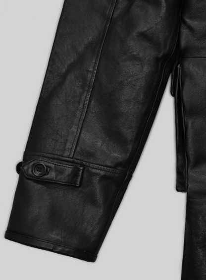 Thick Goat Black Washed & Wax Tom Hardy Leather Coat