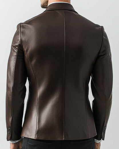 Tommy Brown Leather Blazer - Leather Blazer for Men Brown