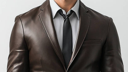 Tommy Brown Leather Blazer - Leather Blazer for Men Brown